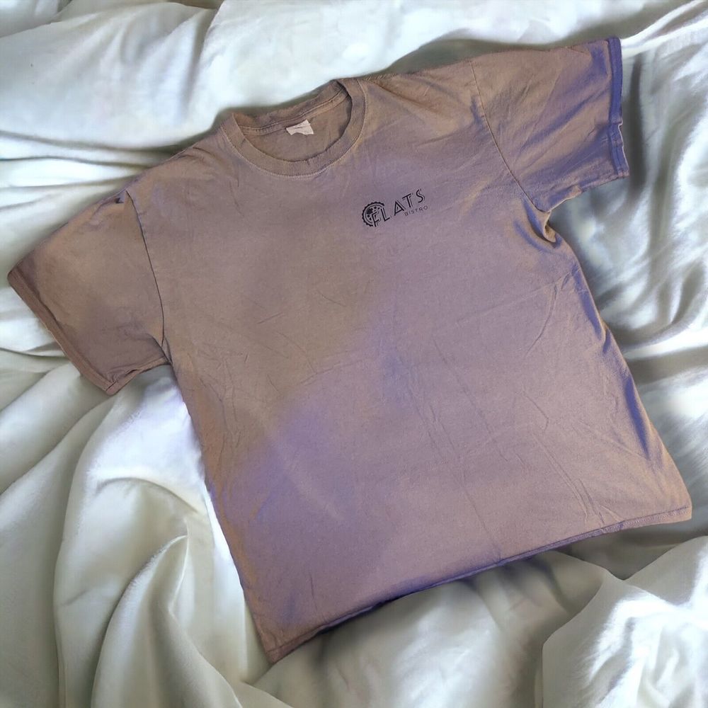 Flats Bistro Pizzeria T Shirt, Gray, Large, Vintage, Rio Del Mar Ca, Surfing